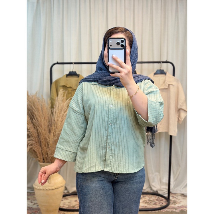 شومیز باکسی لینن کرکره ای
