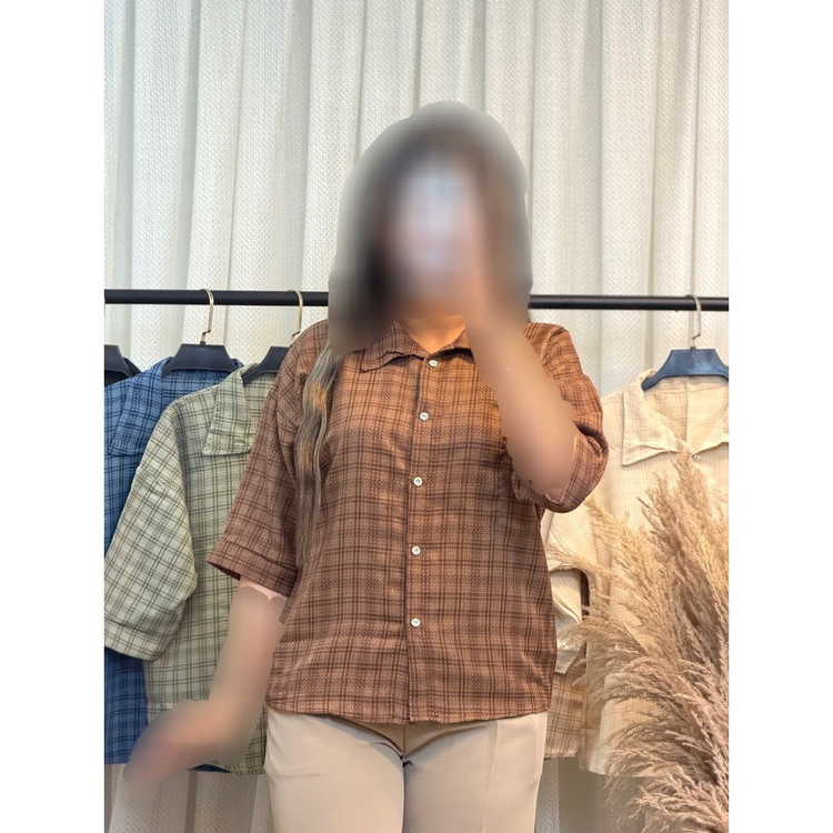 شومیز باکسی چهارخونه کوک دوزی