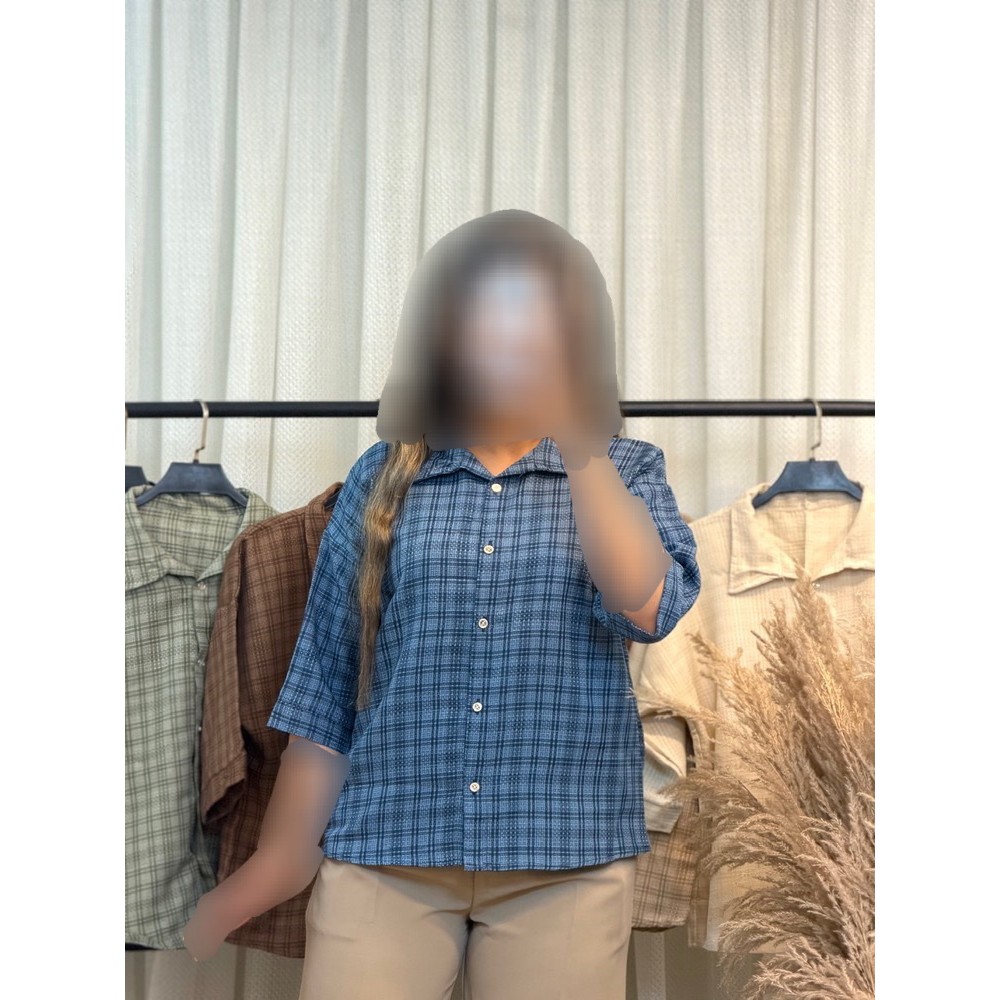 شومیز باکسی چهارخونه کوک دوزی
